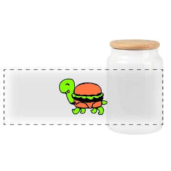 Turtle Hamburger Cheeseburger Fast-Food Fun - Boîte à biscuits avec couvercle en bois - blanc - Devant