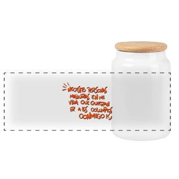 NEED - Panoramic Cookie Jar with Wooden Lid - white - Front