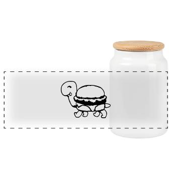 Turtle Hamburger Cheeseburger Fast-Food Fun - Boîte à biscuits avec couvercle en bois - blanc - Devant