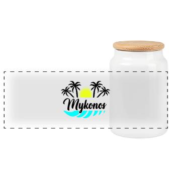 Mykonos - Boîte à biscuits avec couvercle en bois - blanc - Devant