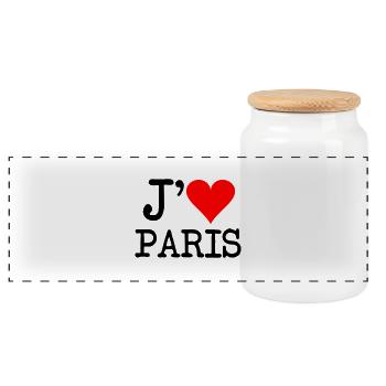 j'aime paris - Boîte à biscuits avec couvercle en bois - blanc - Devant