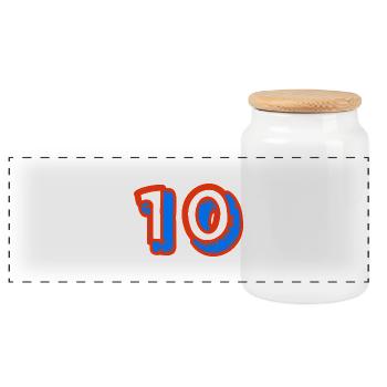 10. 10 JAHRE. 10-JÄHRIGES JUBILÄUM. 10-JÄHRIGES JUBILÄUM. - Panorama Keksdose mit Holzdeckel - Weiß - Vorne