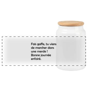 Bonne_journe_la_merde - Boîte à biscuits avec couvercle en bois - blanc - Devant