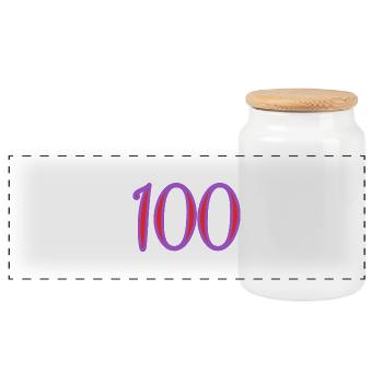 100. 100 YEARS. 100th ANNIVERSARY. 100 BIRTHDAY - Panoramic Cookie Jar with Wooden Lid - white - Front