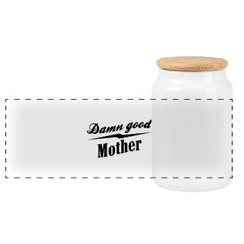 Damn good mother - Panorama Keksdose mit Holzdeckel - Weiß - Vorne