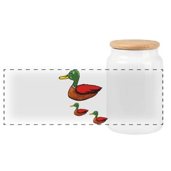 canard maman - Boîte à biscuits avec couvercle en bois - blanc - Devant