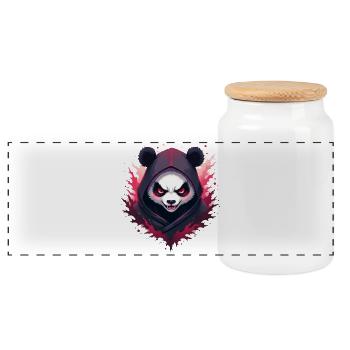 Panda ninja maléfique - Boîte à biscuits avec couvercle en bois - blanc - Devant
