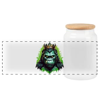 Gorilla - Panorama Keksdose mit Holzdeckel - Weiß - Vorne