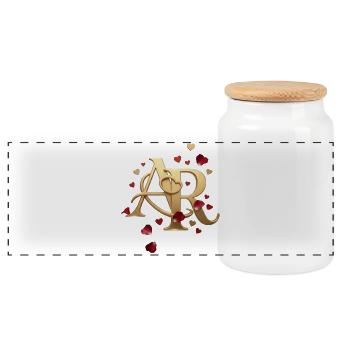 Goldenes AR Herz Design - Panorama Keksdose mit Holzdeckel - Weiß - Vorne
