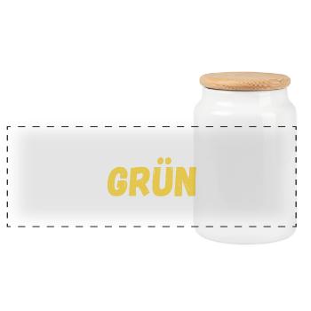Grün - Panorama Keksdose mit Holzdeckel - Weiß - Vorne