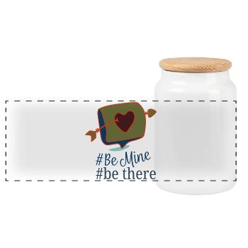 Valentine’s Day - Panoramic Cookie Jar with Wooden Lid - white - Front