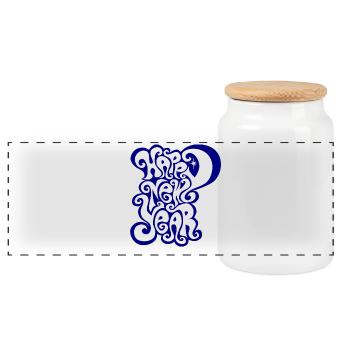 Happy New Year ! New Year's Eve Happy New Year 2025 - Panoramic Cookie Jar with Wooden Lid - white - Front