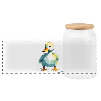 Canard - Boîte à biscuits avec couvercle en bois - blanc - Devant