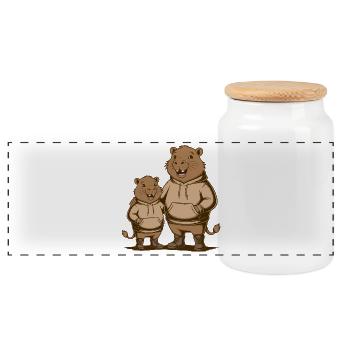 Capybara Paar Wasserschwein - Zwei coole Capybaras - Panorama Keksdose mit Holzdeckel - Weiß - Vorne