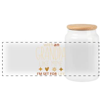 Avec un grand-père comme le mien, je suis prêt pour la vie - Boîte à biscuits avec couvercle en bois - blanc - Devant