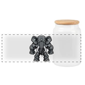 Elefant Muskeln Bodybuilding - Panorama Keksdose mit Holzdeckel - Weiß - Vorne