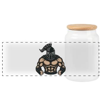 Spartan Muscles Musculation Gladiateur - Boîte à biscuits avec couvercle en bois - blanc - Devant