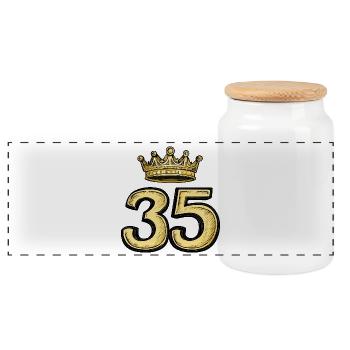 Couronne à 35 chiffres - Boîte à biscuits avec couvercle en bois - blanc - Devant