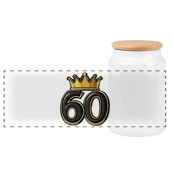 60 Number Crown - Panoramic Cookie Jar with Wooden Lid - white - Front