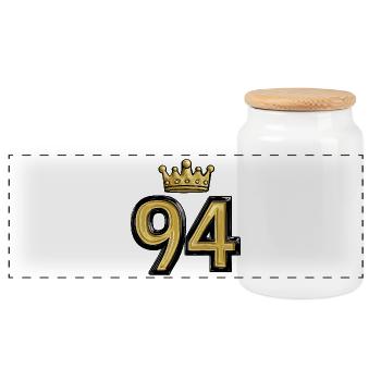 94 Number Crown - Panoramic Cookie Jar with Wooden Lid - white - Front