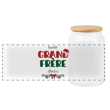 Bientôt Grand Frère Noël - Boîte à biscuits avec couvercle en bois - blanc - Devant