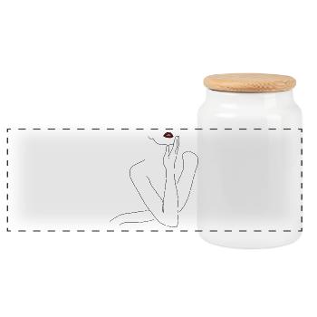 Femme élégante - Pose esthétique - aux lèvres rouges - Boîte à biscuits avec couvercle en bois - blanc - Devant