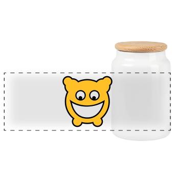 Gloomy is happy! - Panoramic Cookie Jar with Wooden Lid - white - Front