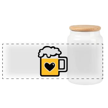 Litres de bière - Boîte à biscuits avec couvercle en bois - blanc - Devant