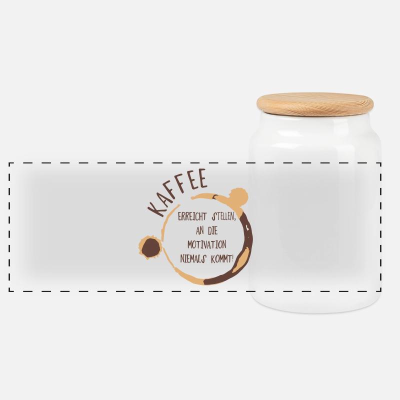 Kaffee Motivation - Panorama Keksdose mit Holzdeckel - Weiß