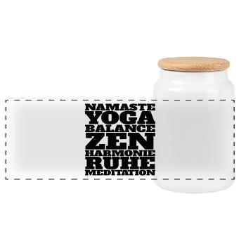 Yoga Namaste Meditation - Panorama Keksdose mit Holzdeckel - Weiß - Vorne