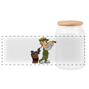 Golf Golfer - Panorama Keksdose mit Holzdeckel - Weiß - Vorne