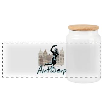 Brabo Antwerpen - Panorama Keksdose mit Holzdeckel - Weiß - Vorne