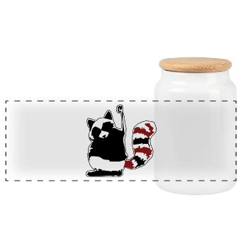 RACOON COLLECTION - Panoramic Cookie Jar with Wooden Lid - white - Front
