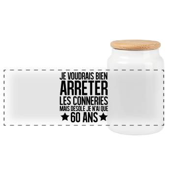 désolé je n'ai que 60 ans - Boîte à biscuits avec couvercle en bois - blanc - Devant