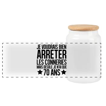 désolé je n'ai que 70 ans - Boîte à biscuits avec couvercle en bois - blanc - Devant