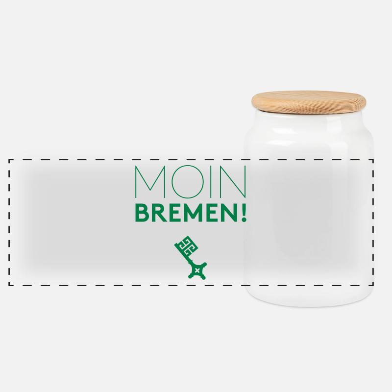 Moin Bremen! - Panorama Keksdose mit Holzdeckel - Weiß