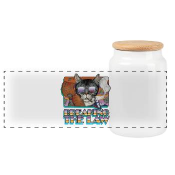Chat de la criminalité dans Shades - Freinage la loi - Boîte à biscuits avec couvercle en bois - blanc - Devant