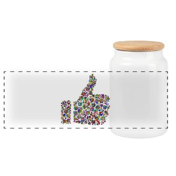 pouce arc-en-couleur - Boîte à biscuits avec couvercle en bois - blanc - Devant