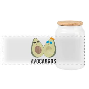 Frucht / Früchte: Avocado - Avocabros - BFF - Panorama Keksdose mit Holzdeckel - Weiß - Vorne