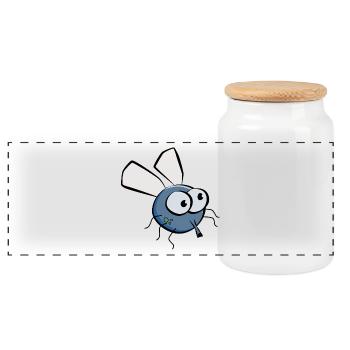 housefly - Panoramic Cookie Jar with Wooden Lid - white - Front