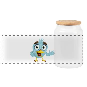 oiseau - Boîte à biscuits avec couvercle en bois - blanc - Devant