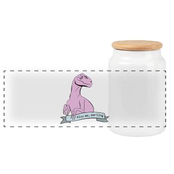 Kiss me, Darling Animal Fashion - Panoramic Cookie Jar with Wooden Lid - white - Front