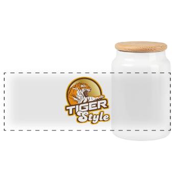 Tiger gift idea Birthday Christmas T-shirt - Panoramic Cookie Jar with Wooden Lid - white - Front