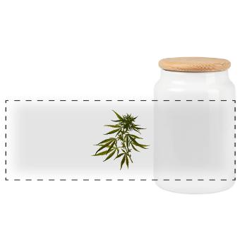 Cannabis - Panorama Keksdose mit Holzdeckel - Weiß - Vorne
