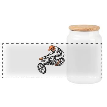 BMX Fahrrad / Bike 01_dreifarbig - Panorama Keksdose mit Holzdeckel - Weiß - Vorne