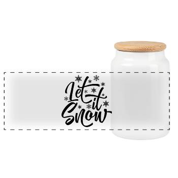 LET IT SNOW - Panoramic Cookie Jar with Wooden Lid - white - Front
