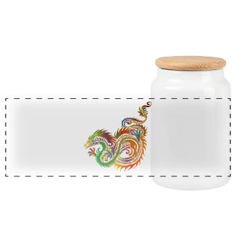 Chinesischer Drache - Panorama Keksdose mit Holzdeckel - Weiß - Vorne