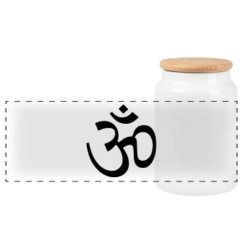 OM symbole de la Syllabe Sainte Hindoue Bouddhiste Mantra Aum - Boîte à biscuits avec couvercle en bois - blanc - Devant