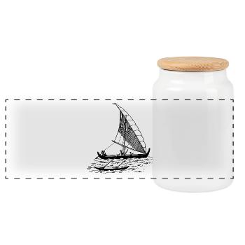 paddle boat sail boat rowboat sailboat35 - Panoramic Cookie Jar with Wooden Lid - white - Front
