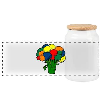 broccoli brokkoli veggie gemuese vegetables13 - Panorama Keksdose mit Holzdeckel - Weiß - Vorne